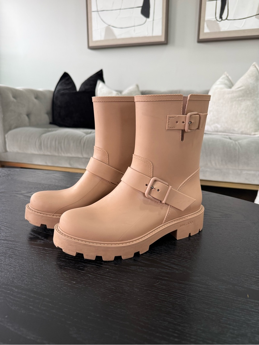 Jimmy Choo Blush Nude Rainboots size 38